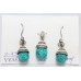 Handmade Pendant Earring Set 925 Sterling Silver Turquoise & Zircon Stones A351